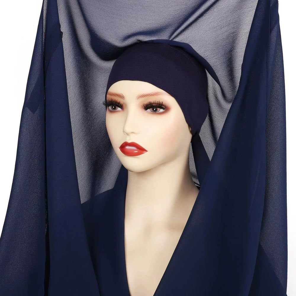 Newest Instant Chiffon Hijab with Magnetic Buckle Solid Color Woman Muslim Hijab Scarf Islamic Turban Fashion Headband Shawl