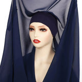 Newest Instant Chiffon Hijab with Magnetic Buckle Solid Color Woman Muslim Hijab Scarf Islamic Turban Fashion Headband Shawl