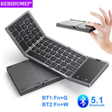 3Folding Keyboard Mini Wireless Keyboard Foldable Dual Bluetooth Keyboard with Touchpad for Windows Android IOS Ipad Phone