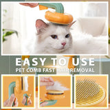 Pumpkin Cat Grooming Brush – Self-Cleaning Comb for Pets, Removes Loose Hair, Undercoat & Tangles