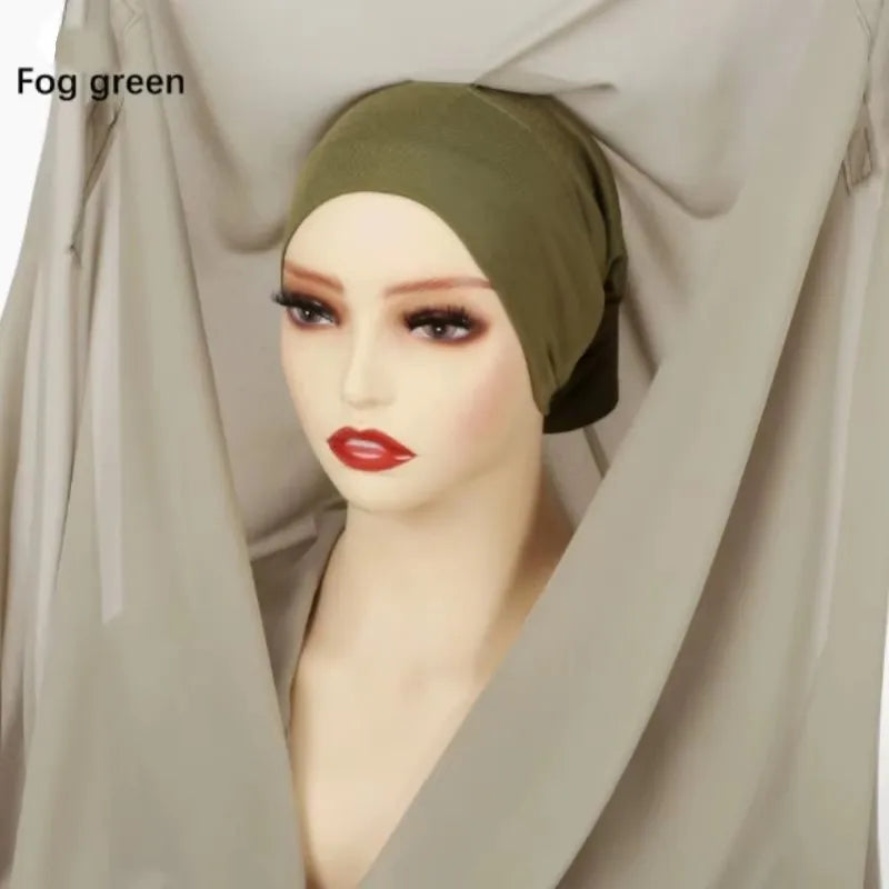Newest Instant Chiffon Hijab with Magnetic Buckle Solid Color Woman Muslim Hijab Scarf Islamic Turban Fashion Headband Shawl