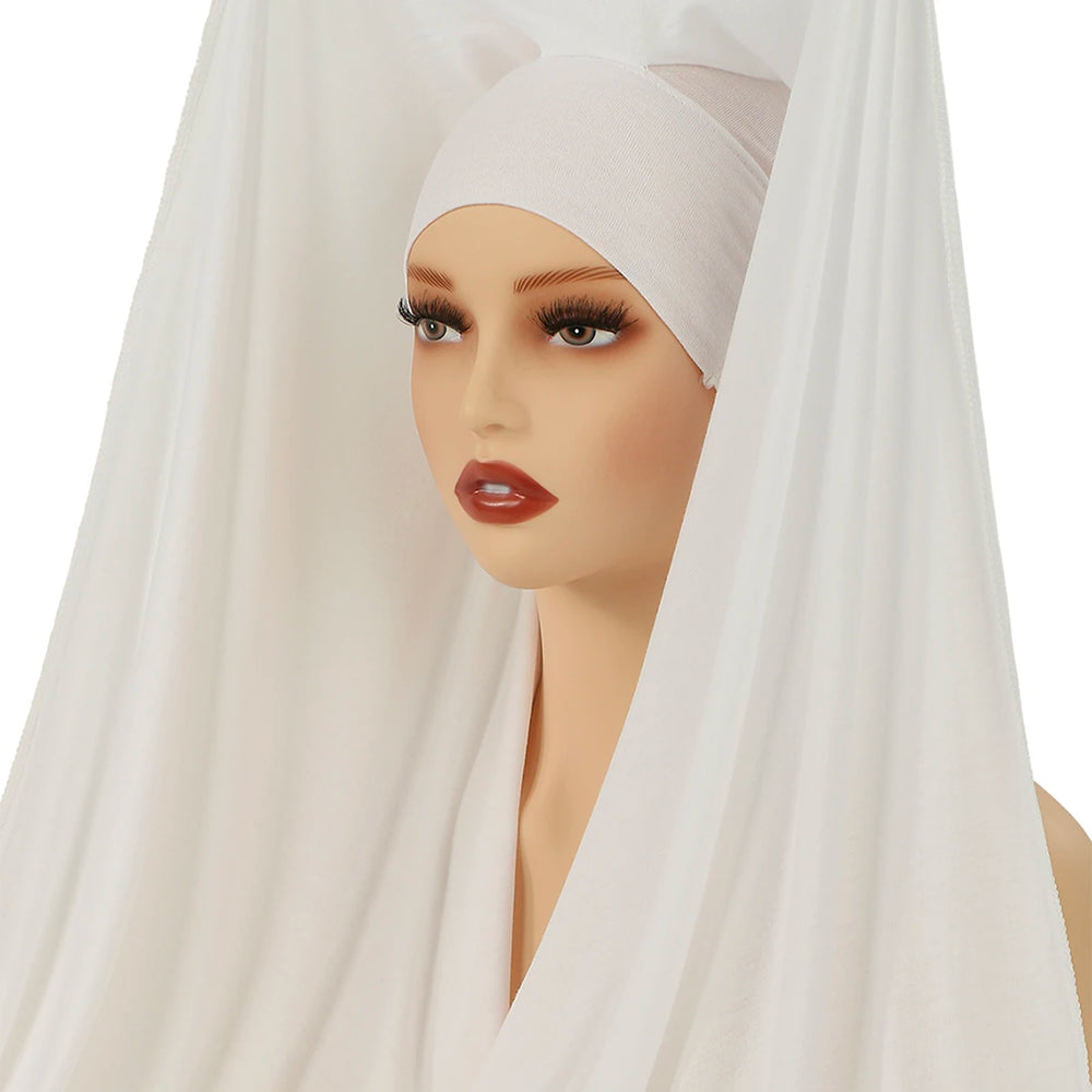 Newest Instant Chiffon Hijab with Magnetic Buckle Solid Color Woman Muslim Hijab Scarf Islamic Turban Fashion Headband Shawl