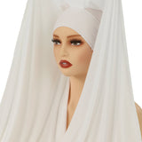 Newest Instant Chiffon Hijab with Magnetic Buckle Solid Color Woman Muslim Hijab Scarf Islamic Turban Fashion Headband Shawl