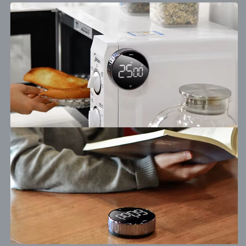 Magnetic Kitchen Timer Rotation Countdown Digital Timer Alarm Cooking Timer Clock Study Baking Reminder Stopwatch Clock