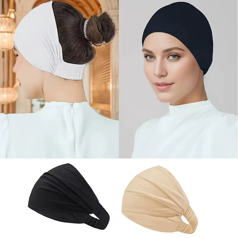 4Pcs Hot Sale Jersey Modal Hijab Underscarf Wrinkle Headband Wrap Plain Color Muslim Hijab Inner Elastic Islamic Turban Bonnet