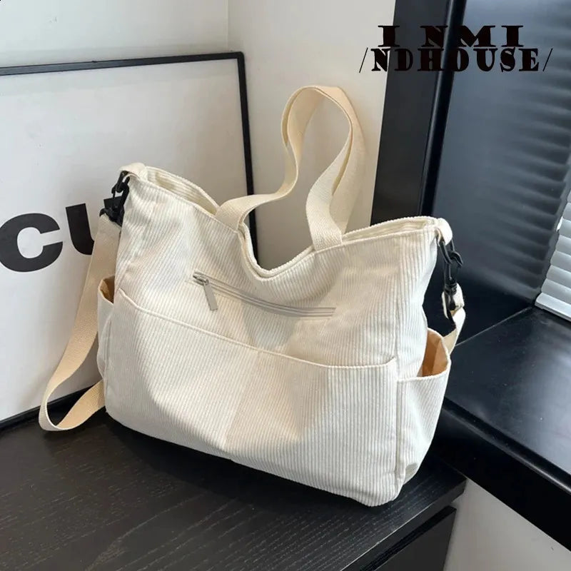 Fallow Fashion Large Capacity Canvas Tote Bags for Work Commuting Carrying Bag College Style Student Outfit Book Shoulder Bag 240821
