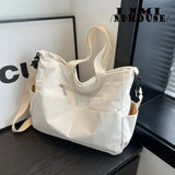Fallow Fashion Large Capacity Canvas Tote Bags for Work Commuting Carrying Bag College Style Student Outfit Book Shoulder Bag 240821