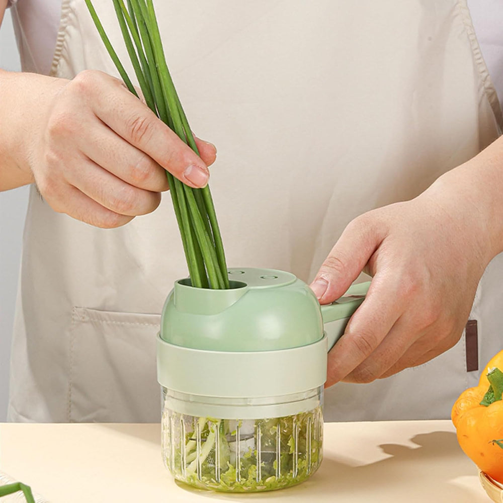 "5-in-1 Portable Electric Vegetable Cutter & Chopper – Multi-Functional Slicer, Shredder & Fruit Cutter"