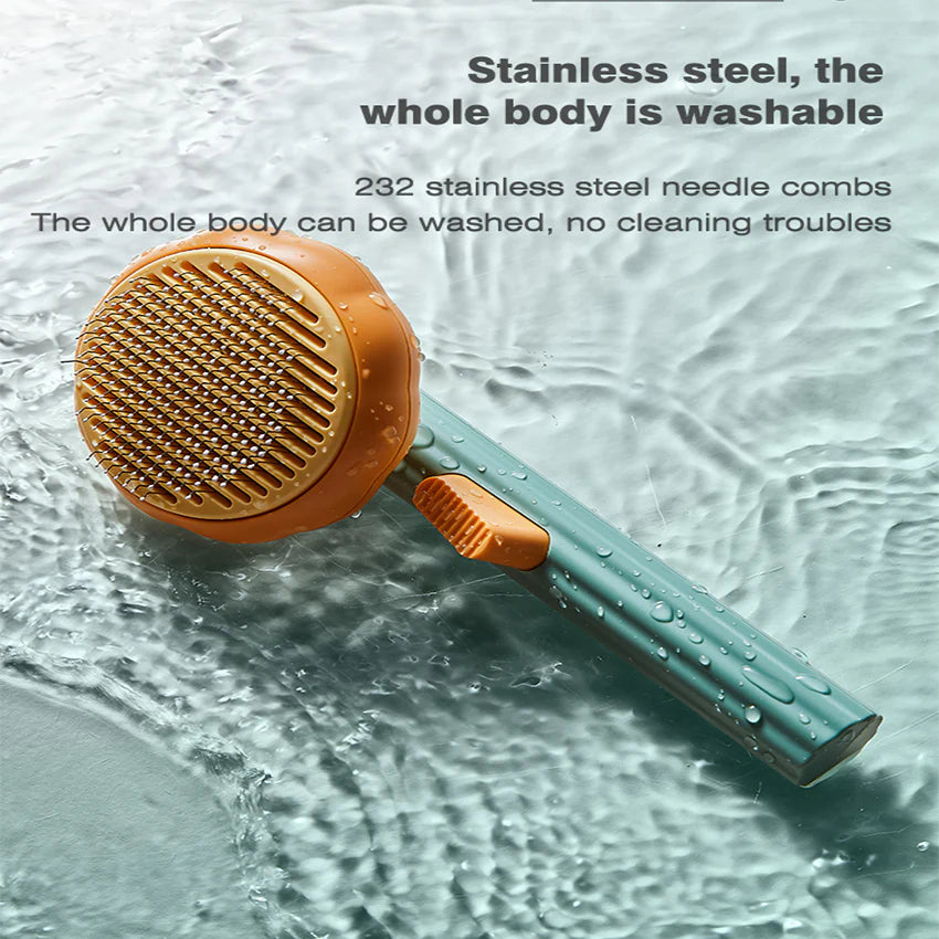 Pumpkin Cat Grooming Brush – Self-Cleaning Comb for Pets, Removes Loose Hair, Undercoat & Tangles