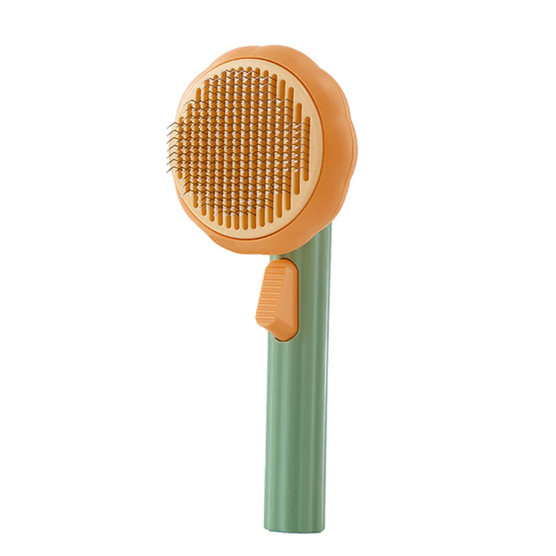 Pumpkin Cat Grooming Brush – Self-Cleaning Comb for Pets, Removes Loose Hair, Undercoat & Tangles