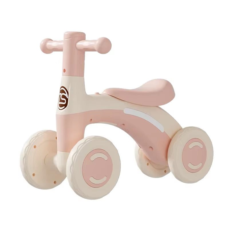Anti-Tip Baby Balance Bike – 4-Wheel Silent Glider Walker for Toddlers Ages 1–3, Indoor & Outdoor