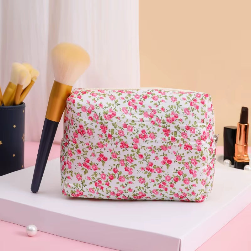 Women Makeup Organizer Female Toiletry Kit Bag Make up Case Storage Pouch Lady Flower Cosmetic Brush Organizer Bag for Travel