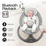 Electric Baby Swing for Infants – Bluetooth & Remote Control, 5 Speeds, 10 Music Modes, Adjustable Seat (0–9 Months, Gray)