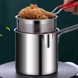 Stainless Steel Deep Fryer Pot with Basket – Small Multifunction Kitchen Frying Pan for Chicken & More