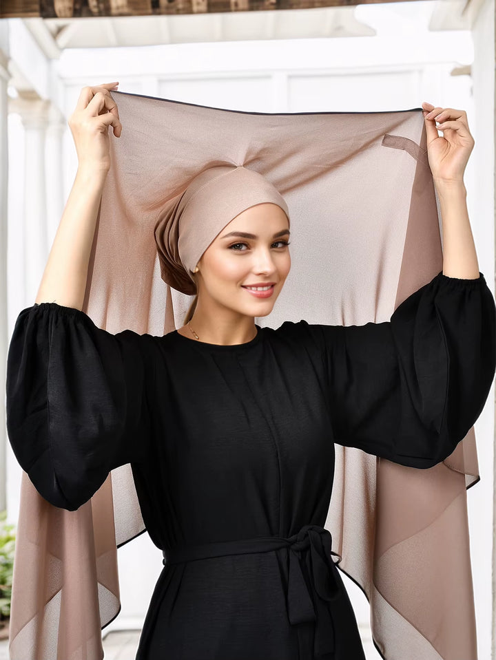 Newest Instant Chiffon Hijab with Magnetic Buckle Solid Color Woman Muslim Hijab Scarf Islamic Turban Fashion Headband Shawl