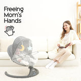 Electric Baby Swing for Infants – Bluetooth & Remote Control, 5 Speeds, 10 Music Modes, Adjustable Seat (0–9 Months, Gray)