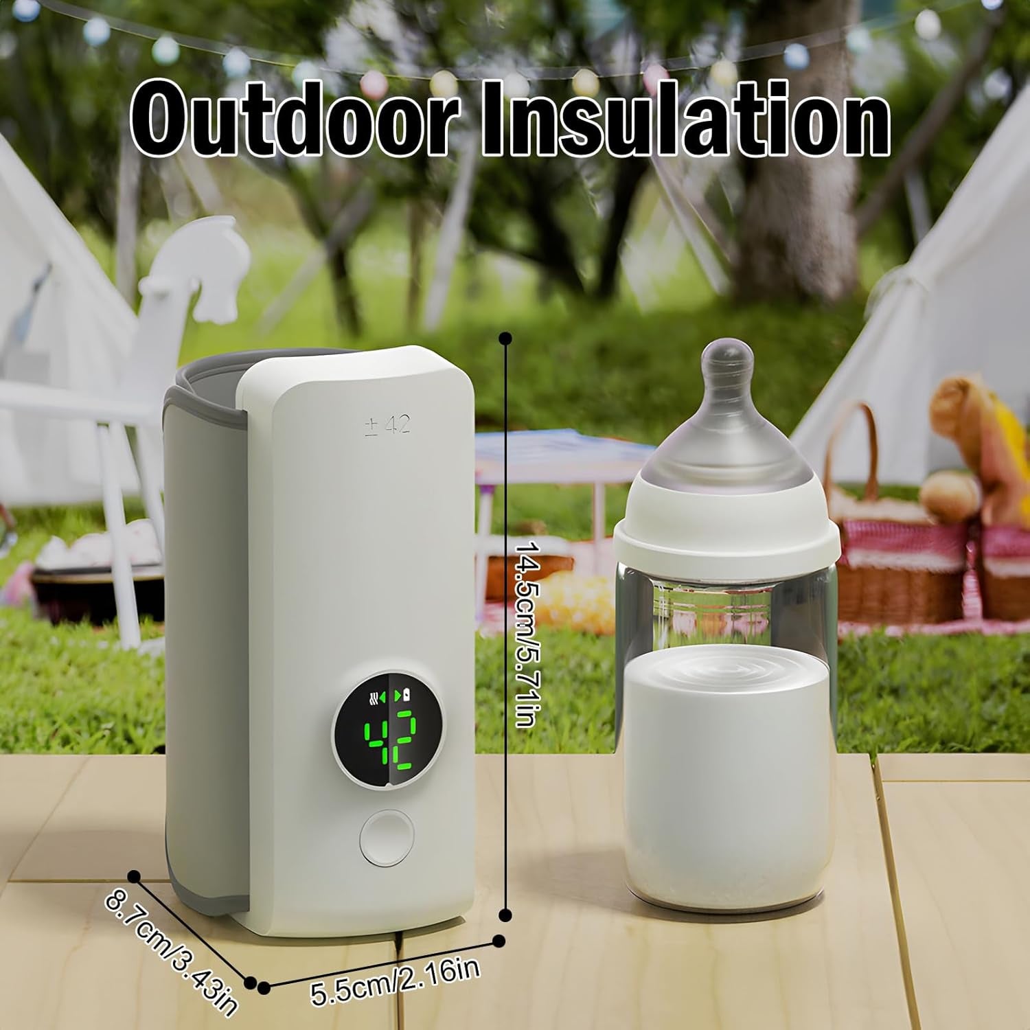 Portable Bottle Warmer for Travel, Rapid Warming with Battery-Powered Temperature Display, Waterless Milk Warming for Comfortable Baby Feeding on the Go