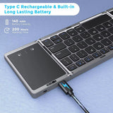 3Folding Keyboard Mini Wireless Keyboard Foldable Dual Bluetooth Keyboard with Touchpad for Windows Android IOS Ipad Phone