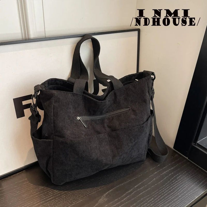 Fallow Fashion Large Capacity Canvas Tote Bags for Work Commuting Carrying Bag College Style Student Outfit Book Shoulder Bag 240821