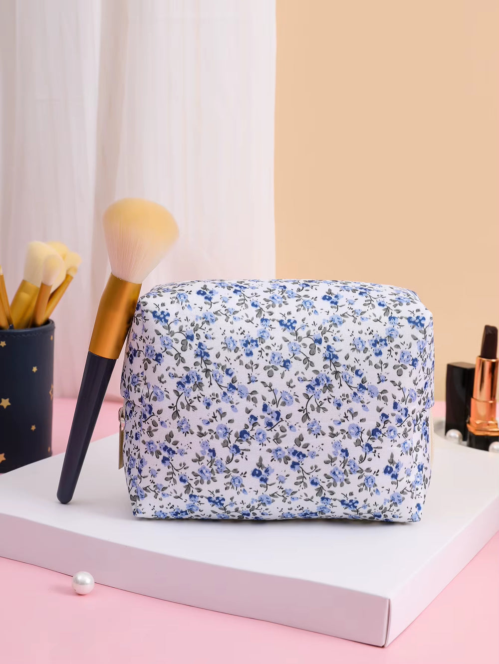Women Makeup Organizer Female Toiletry Kit Bag Make up Case Storage Pouch Lady Flower Cosmetic Brush Organizer Bag for Travel