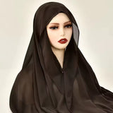 Newest Instant Chiffon Hijab with Magnetic Buckle Solid Color Woman Muslim Hijab Scarf Islamic Turban Fashion Headband Shawl