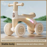 Anti-Tip Baby Balance Bike – 4-Wheel Silent Glider Walker for Toddlers Ages 1–3, Indoor & Outdoor