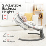 Electric Baby Swing for Infants – Bluetooth & Remote Control, 5 Speeds, 10 Music Modes, Adjustable Seat (0–9 Months, Gray)