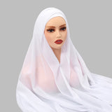 Newest Instant Chiffon Hijab with Magnetic Buckle Solid Color Woman Muslim Hijab Scarf Islamic Turban Fashion Headband Shawl