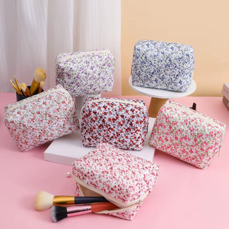 Women Makeup Organizer Female Toiletry Kit Bag Make up Case Storage Pouch Lady Flower Cosmetic Brush Organizer Bag for Travel