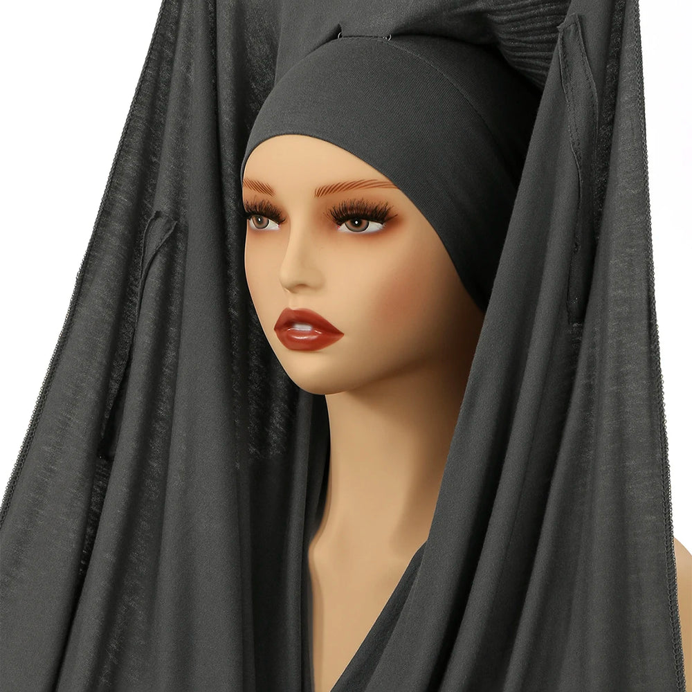 Newest Instant Chiffon Hijab with Magnetic Buckle Solid Color Woman Muslim Hijab Scarf Islamic Turban Fashion Headband Shawl