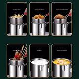 Stainless Steel Deep Fryer Pot with Basket – Small Multifunction Kitchen Frying Pan for Chicken & More