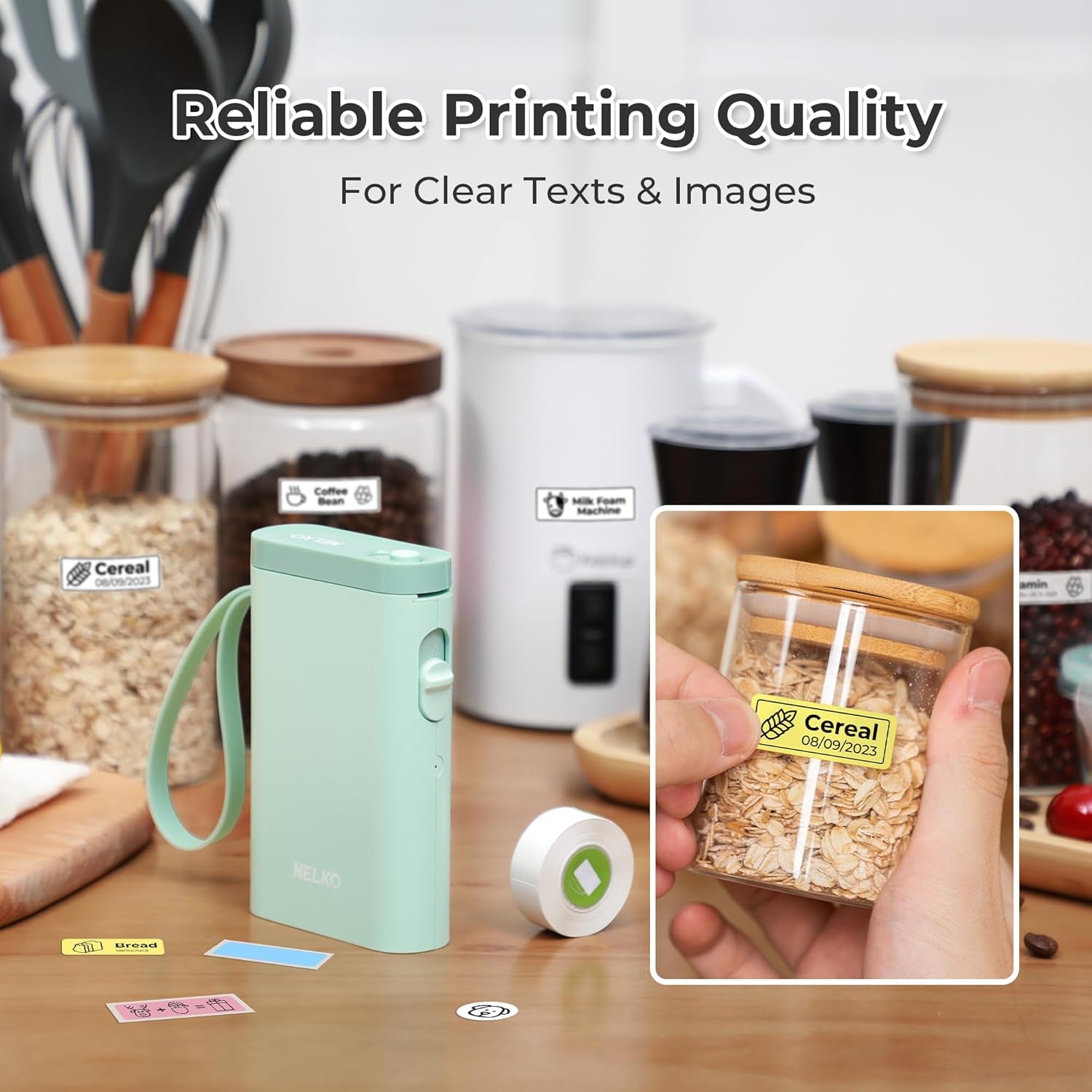 Label Maker Machine with Tape, P21 Bluetooth Label Printer, Wireless Mini Label Makers with Multiple Templates for School Office Home, Green