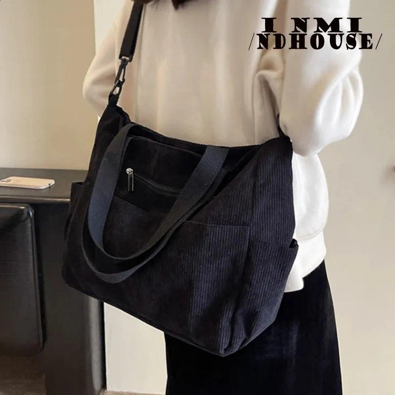 Fallow Fashion Large Capacity Canvas Tote Bags for Work Commuting Carrying Bag College Style Student Outfit Book Shoulder Bag 240821
