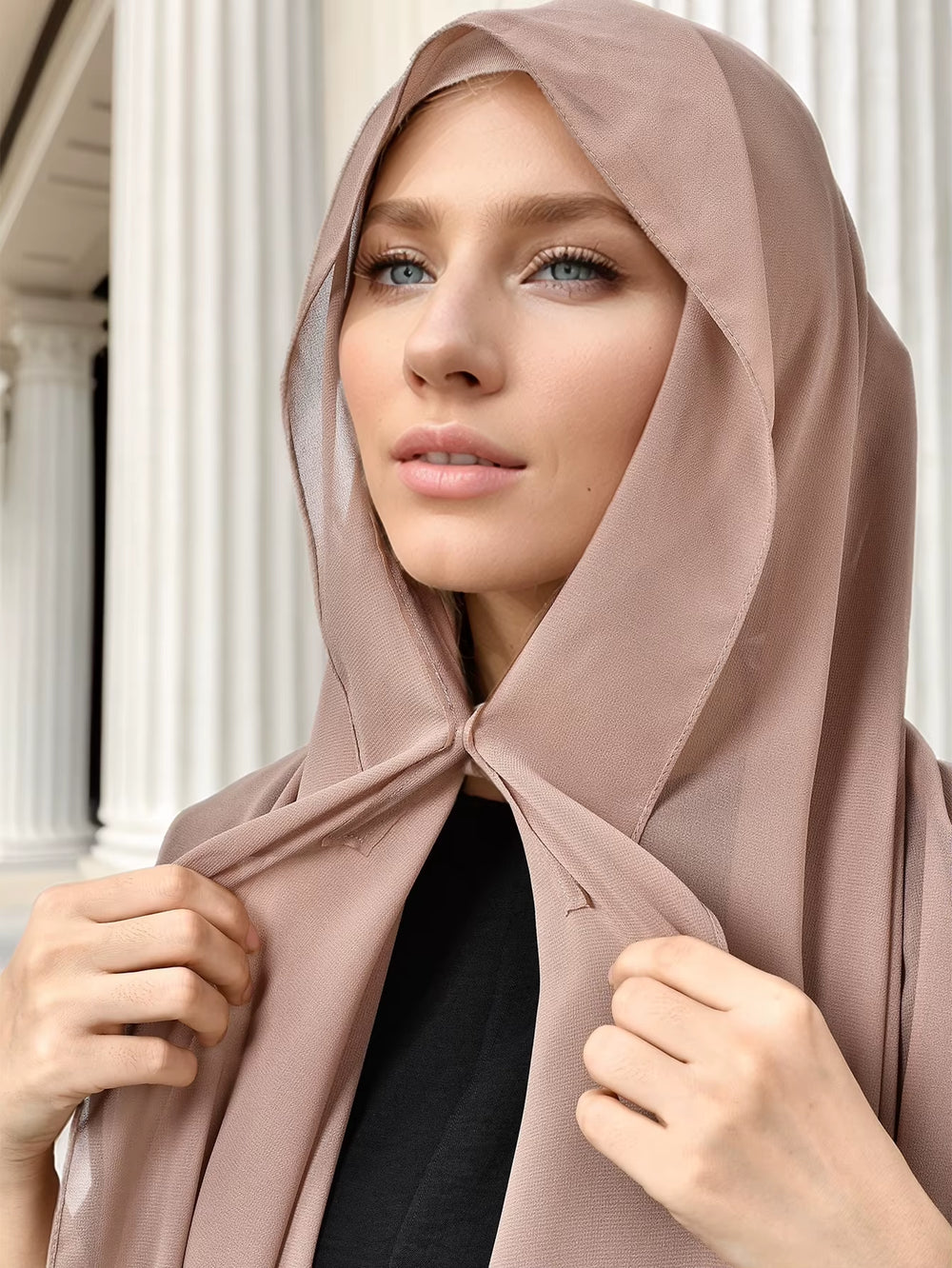 Newest Instant Chiffon Hijab with Magnetic Buckle Solid Color Woman Muslim Hijab Scarf Islamic Turban Fashion Headband Shawl