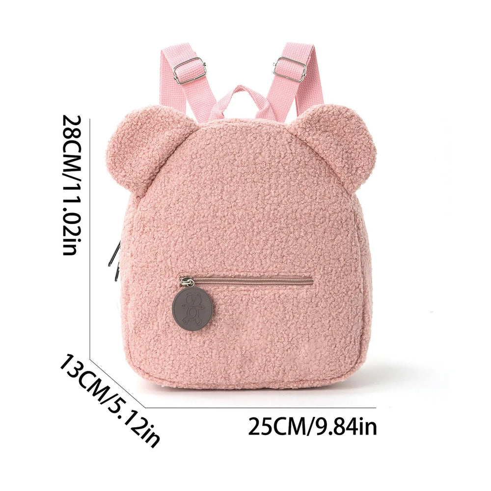 Plush Teddy Bear Kids Backpack – Cute Cartoon Small Bear Ear Bag, Gift for Children