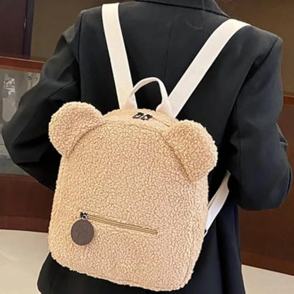 Plush Teddy Bear Kids Backpack – Cute Cartoon Small Bear Ear Bag, Gift for Children