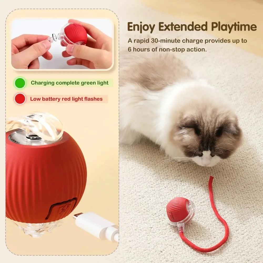 Rechargeable Cat Interactive Ball – Automatic Rolling Toy with Tail, Intelligent Mouse Simulation for Cats