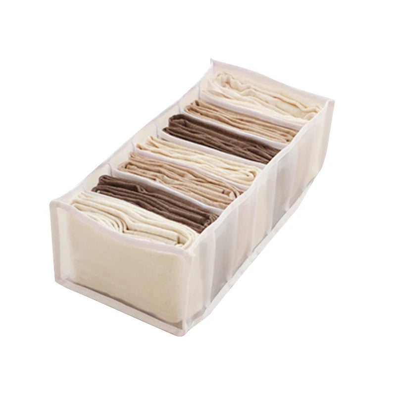 7-Grid Closet Organizer Box – Drawer Storage for Jeans, Socks & Pants