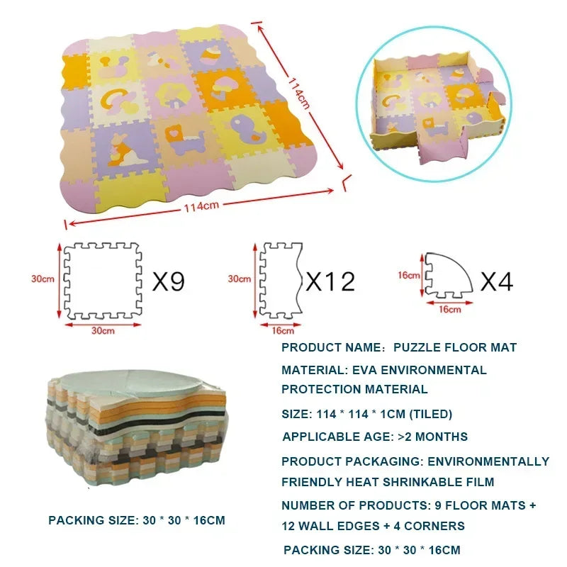 EVA Foam Baby Play Mat with Fence – Thick Puzzle Floor Mat for Kids & Toddlers