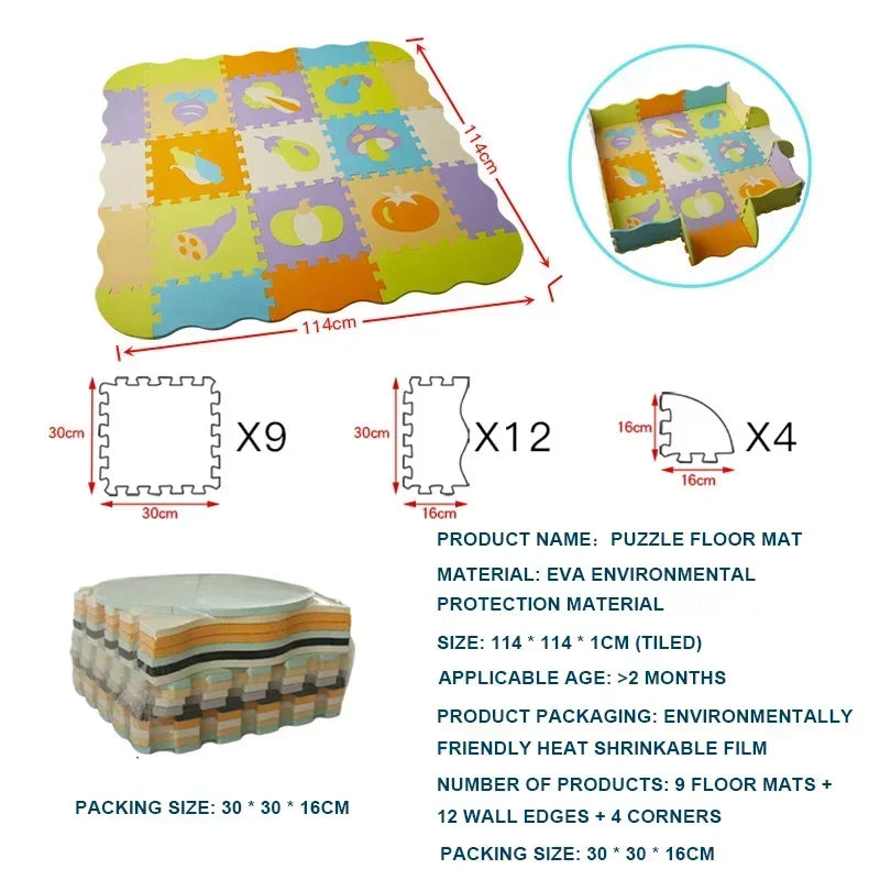 EVA Foam Baby Play Mat with Fence – Thick Puzzle Floor Mat for Kids & Toddlers