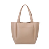 Women’s Soft Leather Tote Bag – Large Capacity Casual Shopper Handbag with Outer Pocket