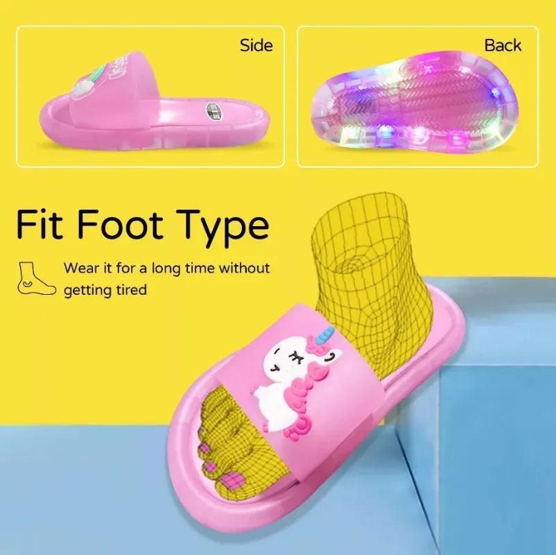 "Kids Unicorn Cartoon Slippers – Cute Light-Up Shoes for Boys & Girls"