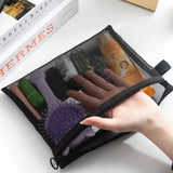 3-Size Nylon Mesh Makeup Bags – Waterproof Toiletry & Brush Organizer Pouches for Women