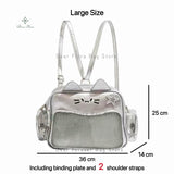 Korean Kawaii Cat  Bag – Cute PU Shoulder Bag with Transparent Pocket.