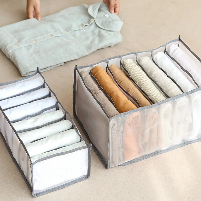 7-Grid Closet Organizer Box – Drawer Storage for Jeans, Socks & Pants