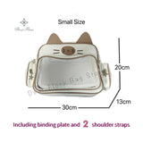 Korean Kawaii Cat  Bag – Cute PU Shoulder Bag with Transparent Pocket.