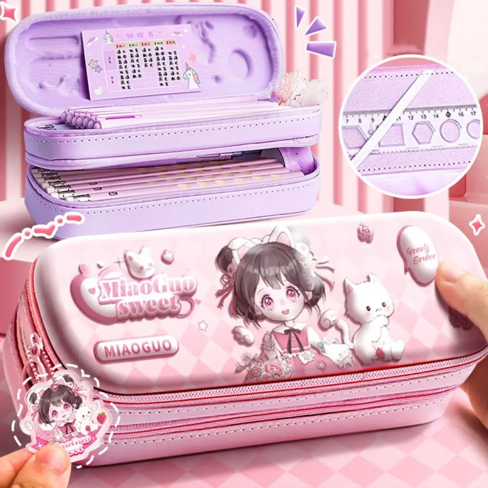 Multifunctional 3D Pencil Case Double Layer Pen Box Waterproof  Pen Bag Gift