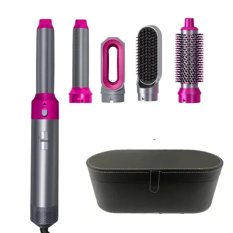 5-in-1 Hair Dryer & Hot Comb Set – Professional Curler, Straightener & Styling Tool
