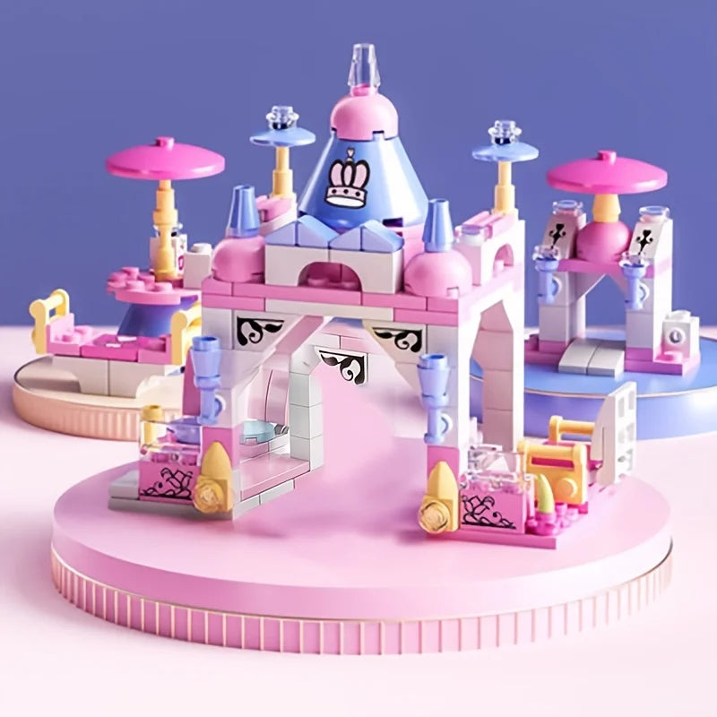 6-In-1 Girls Castle Building Block Kit - Create Unique Structures with Deformable Combinations Compatible