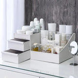 White Plastic Makeup Organizer – Drawer Storage Box for Cosmetics & Skincare